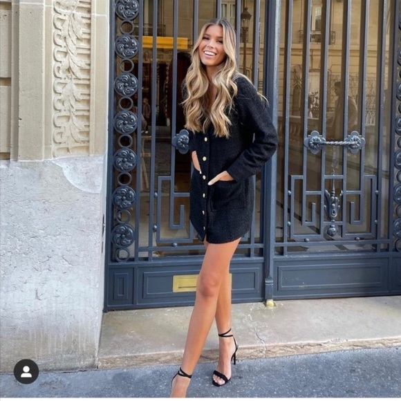 Zara Textured Weave Dress Black Large NWT - Picture 11 of 15